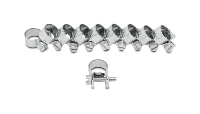 Vibrant Fuel Injector Style Mini Hose Clamps 16-18mm clamping range Pk of 10 Zinc Plated Mild Steel