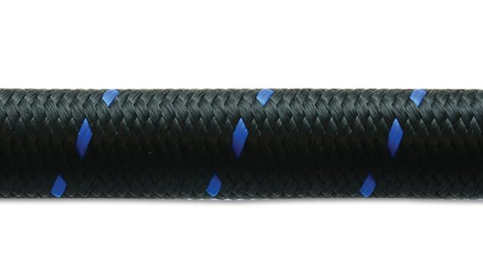 Vibrant -10 AN Two-Tone Black/Blue Nylon Braided Flex Hose (10 foot roll)