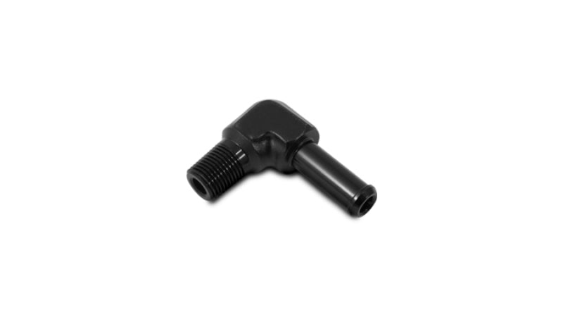 Vibrant 1/8 NPT to 1/4in Barb Straight Fitting 90 Deg Adapter - Aluminum