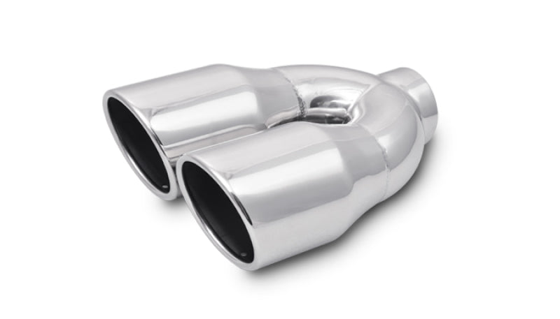 Vibrant 2.5in ID Dual 3.5in OD Round SS Exhaust Tip (Single Wall Angle Cut)