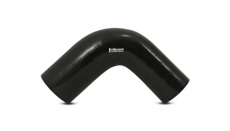 Vibrant 3.5in ID x 4in ID x 3.5in Long Gloss Black Silicone 90 Degree Transition Elbow