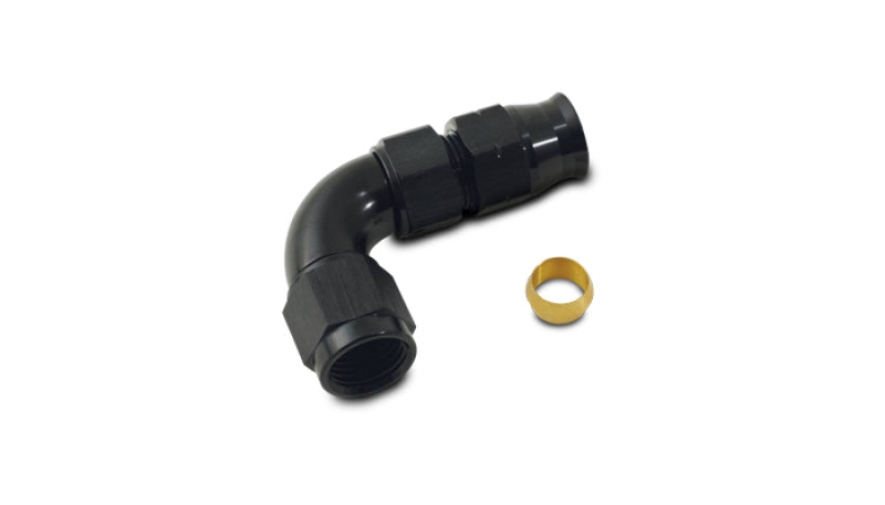 Vibrant 3/8In Tube to -6AN Female 90 Degree Union Adapter Fitting w/ Olive Inserts