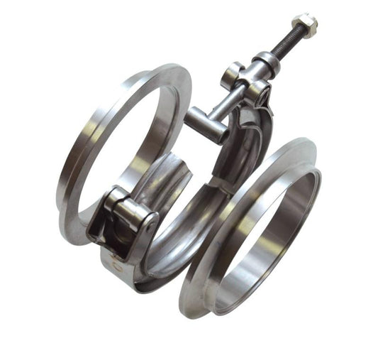 Vibrant T304 SS V-Band Flange Assembly for 1.75in O.D. Tubing incl 2 V-Band flanges & 1 V-Band Clamp