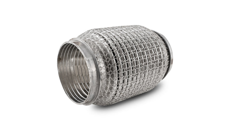 Vibrant SS Flex Coupling w/ Interlock Liner and Mesh Braid 3in Inlet/Outlet x 6in long