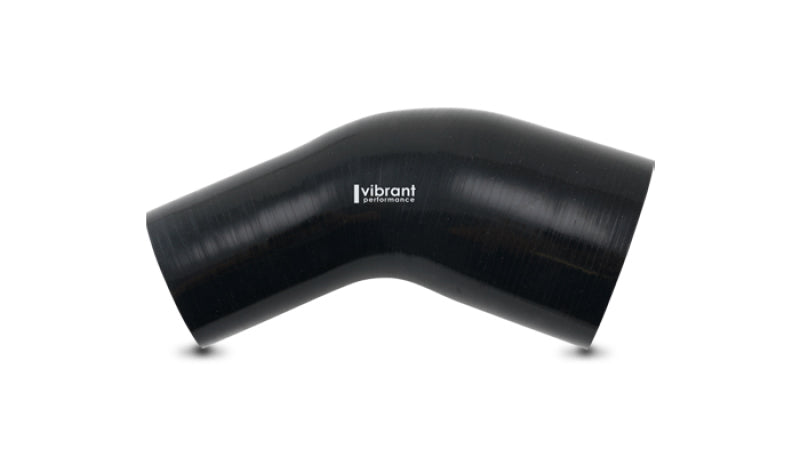 Vibrant 2.25in ID x 2.50in ID Gloss Black Silicone 45 Degree Transition Elbow