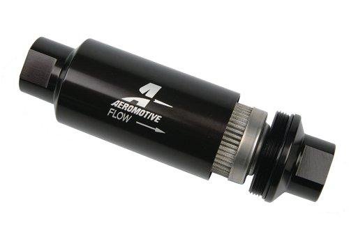 Aeromotive In-Line Filter - (AN-6 Male) 10 Micron Fabric Element Bright Dip Black Finish