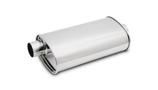 Vibrant StreetPower Oval Muffler - 2in Inlet/Dual Outlet (Center In - Offset Out)