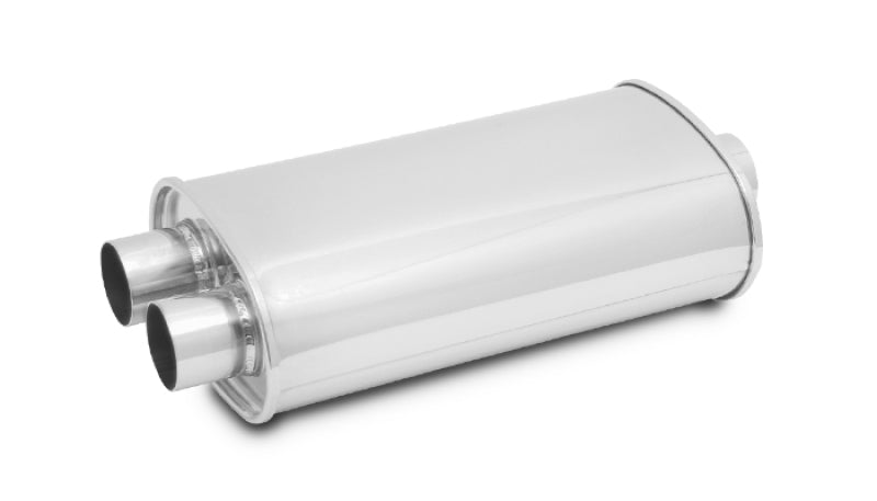 Vibrant StreetPower Oval Muffler 5in x 9in x 15in - 3in inlet/Dual Outlet (Center In - Dual Out)