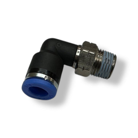 Push To Connect 90* Fitting (1/8" NPT Thread) - for use with 1/4in (6mm) OD tubing