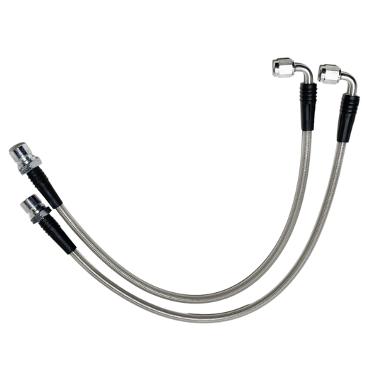 TBM S550 Mustang Front Brake Line Kit +3 in from Stock Length 3AN 90* Female on Caliper End 010-0250